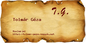 Tolmár Géza névjegykártya
